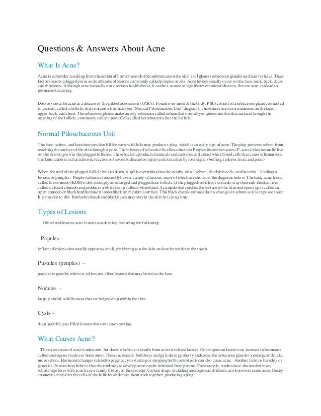 Questions and Answers About Acne